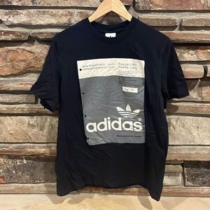 Adidas Originals Black Graphic Short Sleeve Crewneck Tee